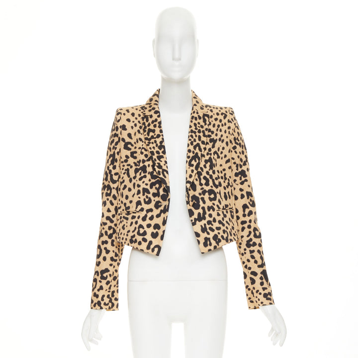 GIVENCHY 2012 leopard paneled cotton tailcoat tuxedo blazer IT36 XXS