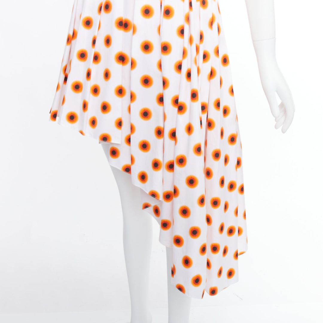 ALEXANDER MCQUEEN 2022 Iris orange paint polka dot asymmetric dress IT38 XS