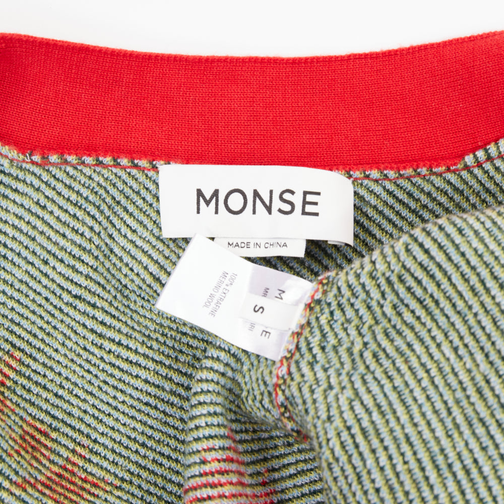 MONSE 2022 Magic Garden oversized red wool mushroom jacquard cardigan S
