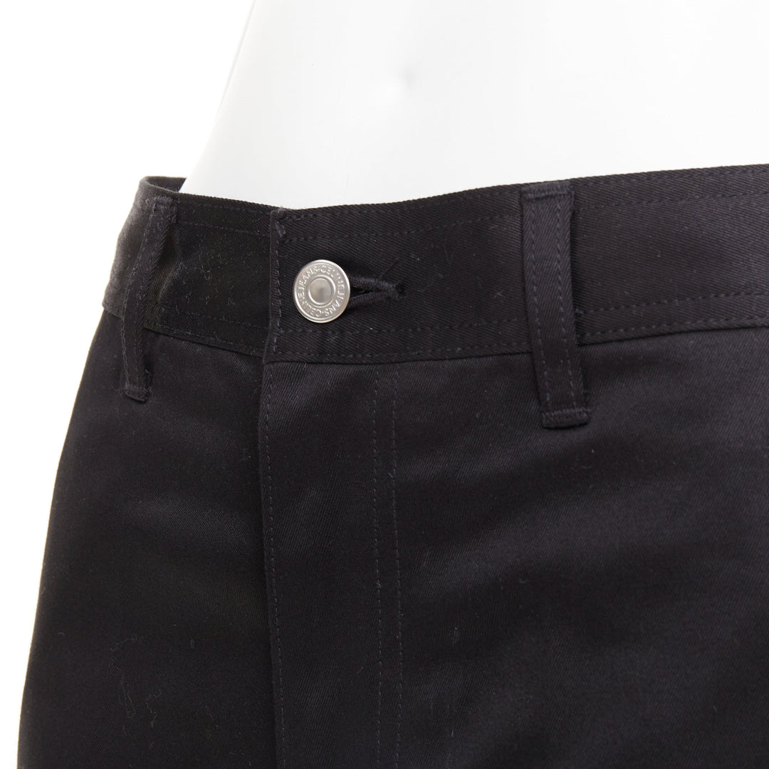 CELINE black cotton twill patch pocket mid waist straight leg cropped pants 27"