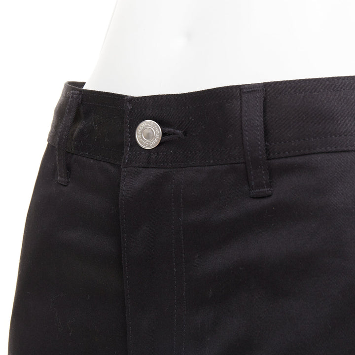 CELINE black cotton twill patch pocket mid waist straight leg cropped pants 27"