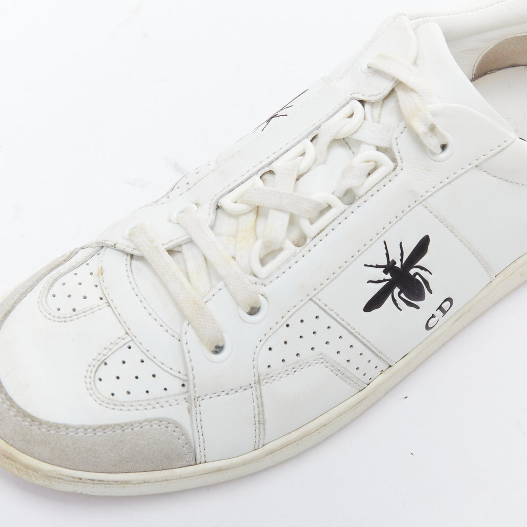 DIOR D Bee white leather CD logo grey suede trim sneakers EU36.5