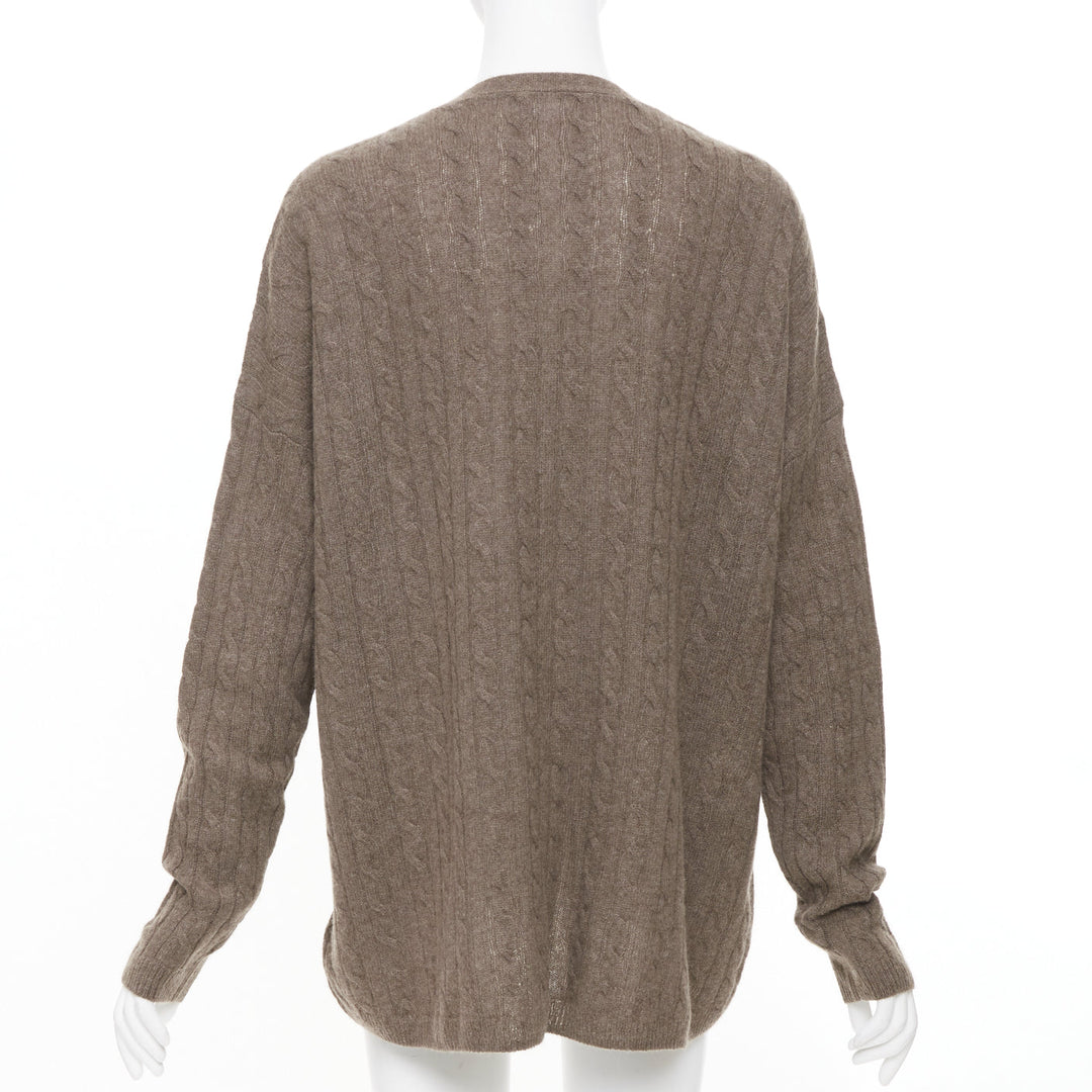 REFORMATION Giusta brown recycled cashmere blend cable knit cardigan sweater XS