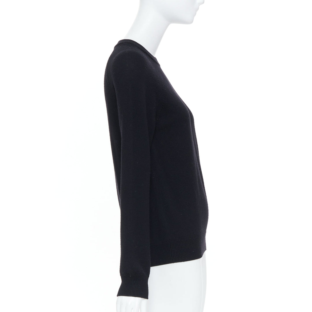 SAINT LAURENT 2016 black raglan sleeve wool knit crewneck sweater S