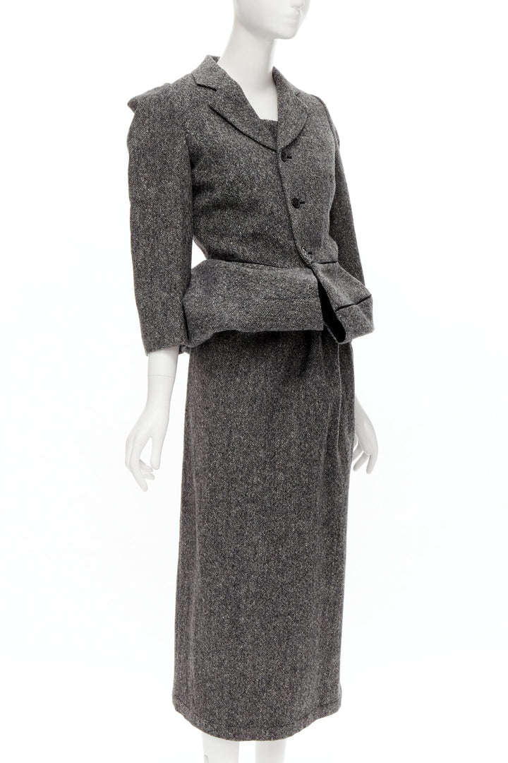 rare JUNYA WATANABE 1999 Vintage grey tweed convertible blazer dress look S