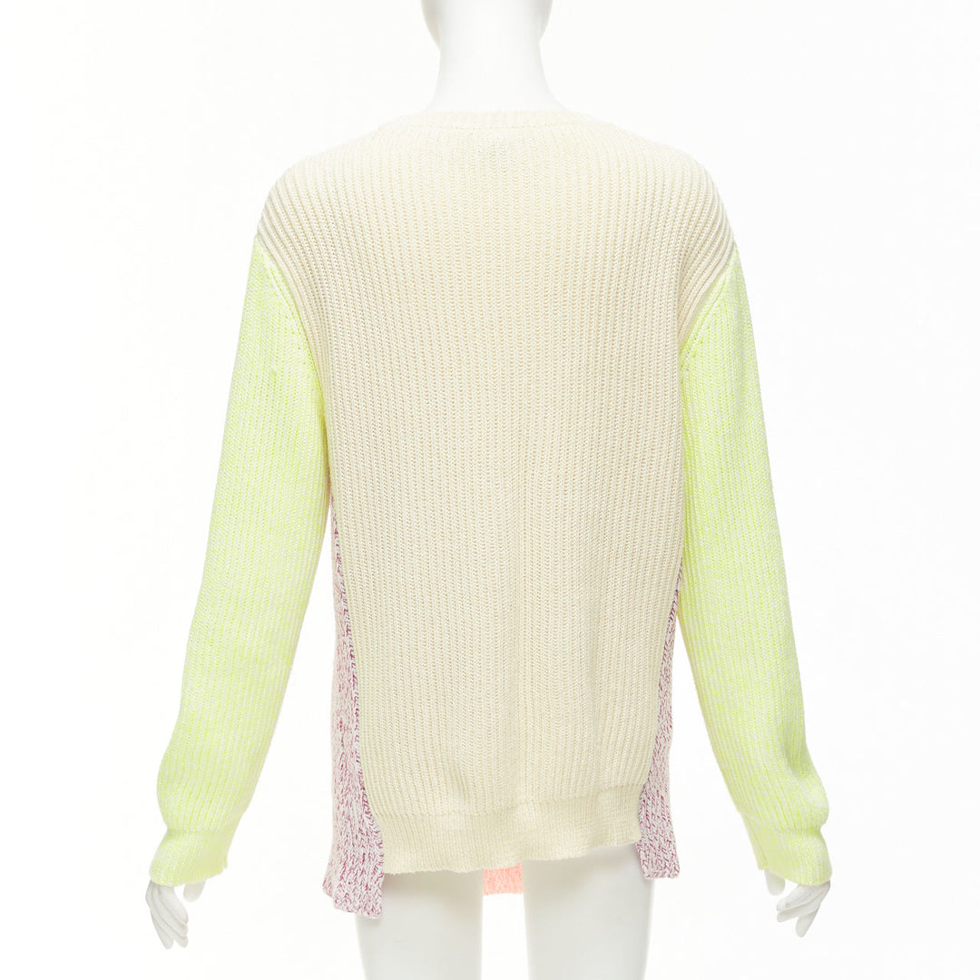 STELLA MCCARTNEY 2012 neon yellow orange cotton blend oversized sweater IT44 L