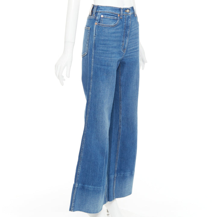 GUCCI Alessandro Michele 2021 red logo blue denim flared jeans 25"