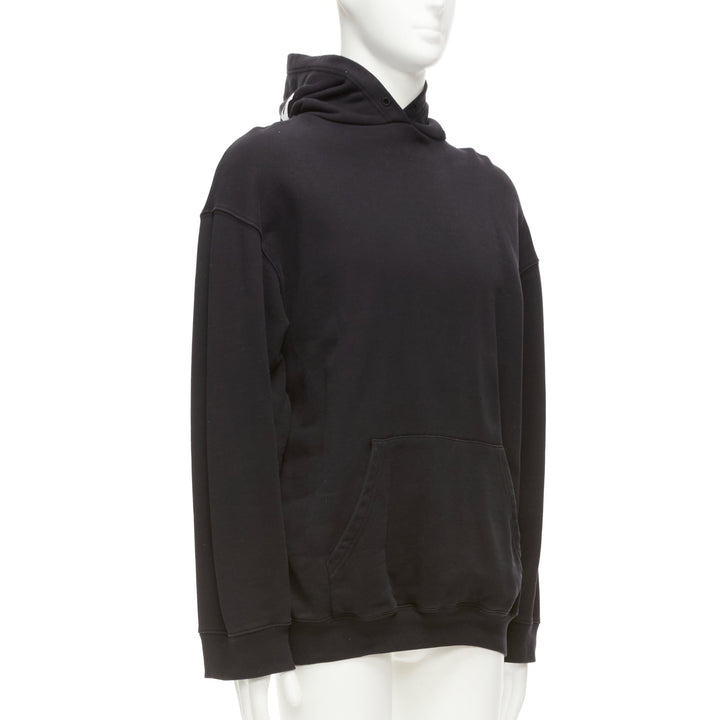 BALENCIAGA 2017 black white cotton split logo oversized hoodie sweatshirt S