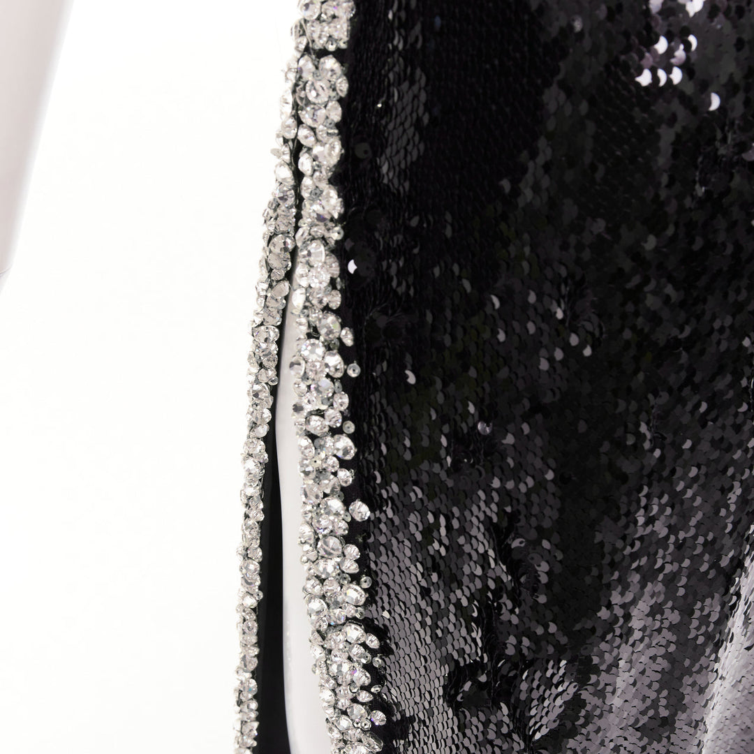 ALEXANDRE VAUTHIER COUTURE SS2021 black sequin silver crystal one shoulder dress