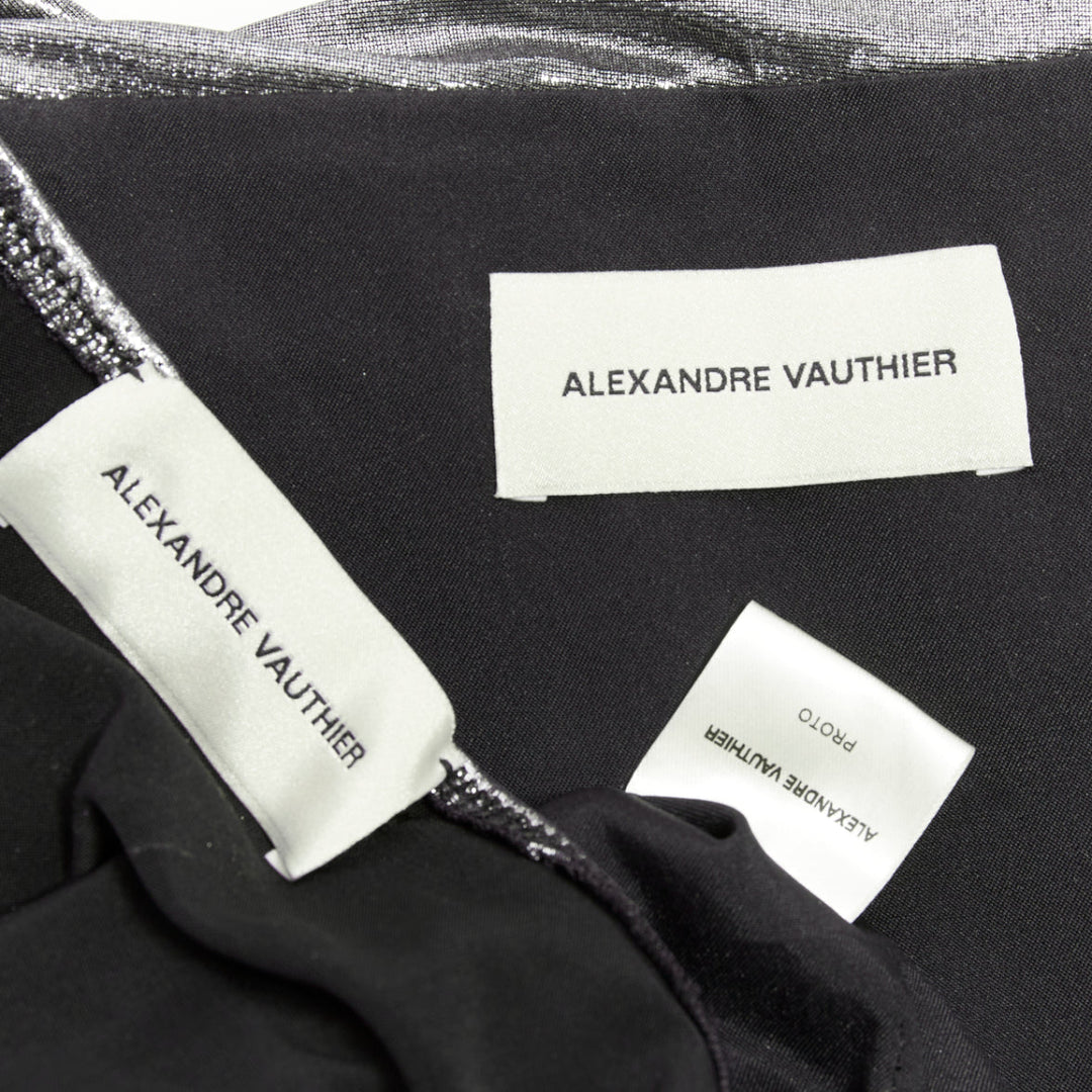 ALEXANDRE VAUTHIER AW2023 Runway silver liquid metal drape asymmetric mini dress