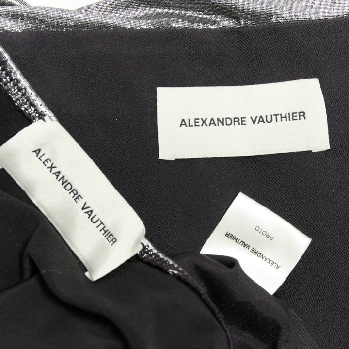 ALEXANDRE VAUTHIER AW2023 Runway silver liquid metal drape asymmetric mini dress