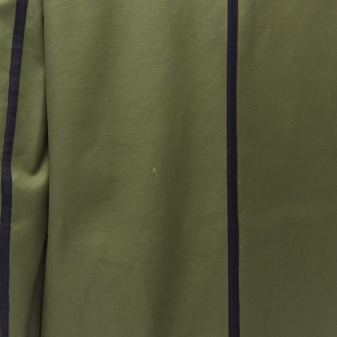 VALENTINO Reversible green navy cotton poplin oversized collar mid coat EU48 M