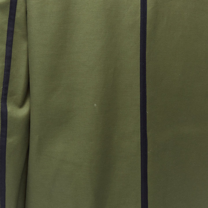 VALENTINO Reversible green navy cotton poplin oversized collar mid coat EU48 M