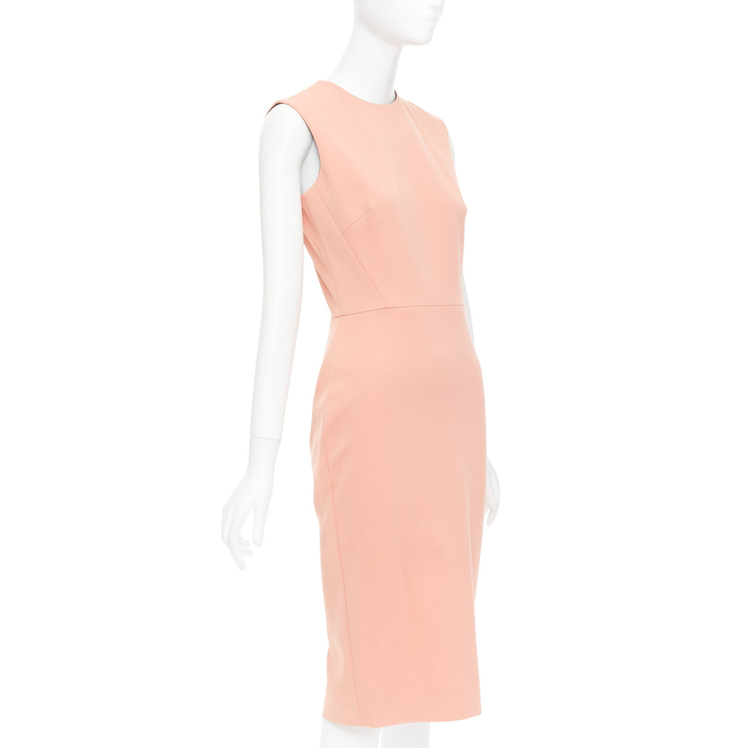 VICTORIA BECKHAM salmon pink cotton blend 2 way zip sheath dress UK10 M