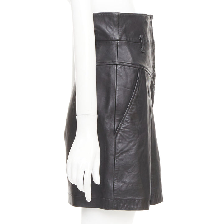 ALBERTA FERRETTI Giacca high waisted black sheep leather culottes IT38 XS