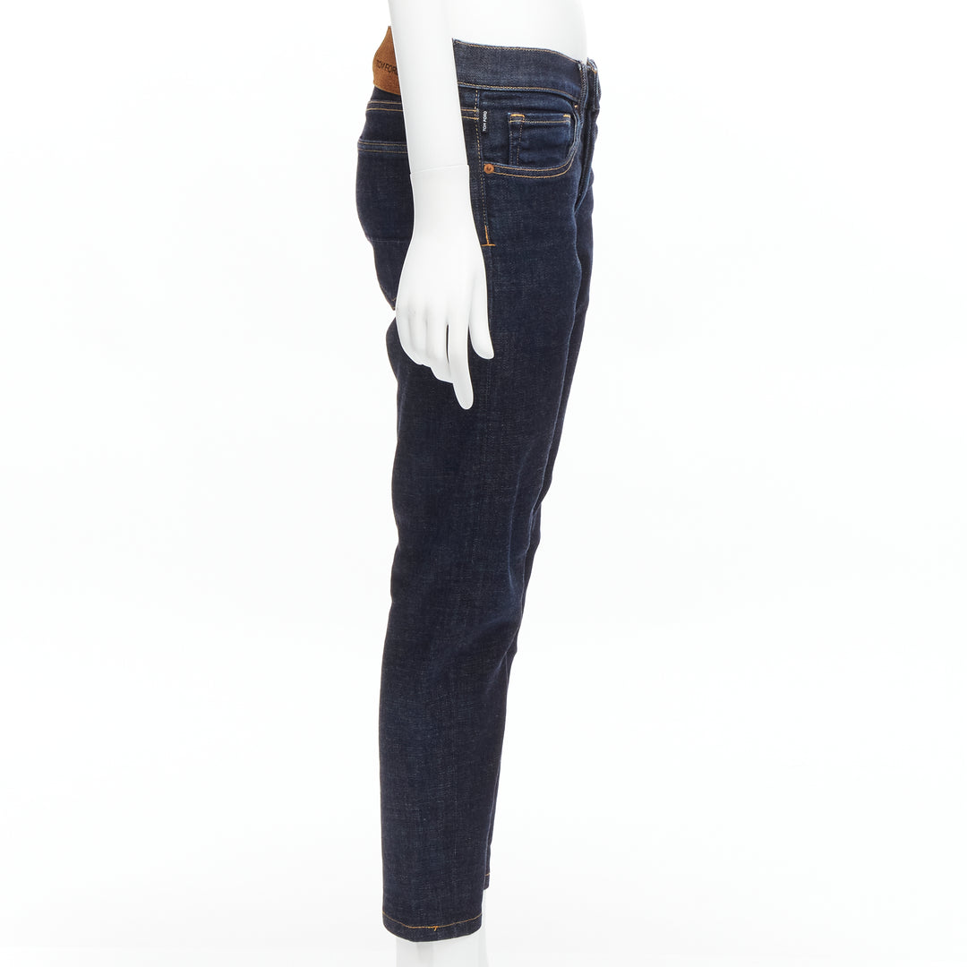 Female mannequin wearing Tom Ford by Tom Ford Blue Cotton Women Pants in Size  28 | Available at JHROP