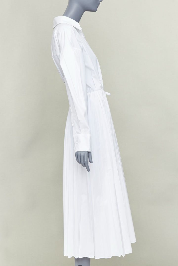 VALENTINO 2020 Le Blanc white pleated skirt puff sleeves wrap midi dress IT40 S