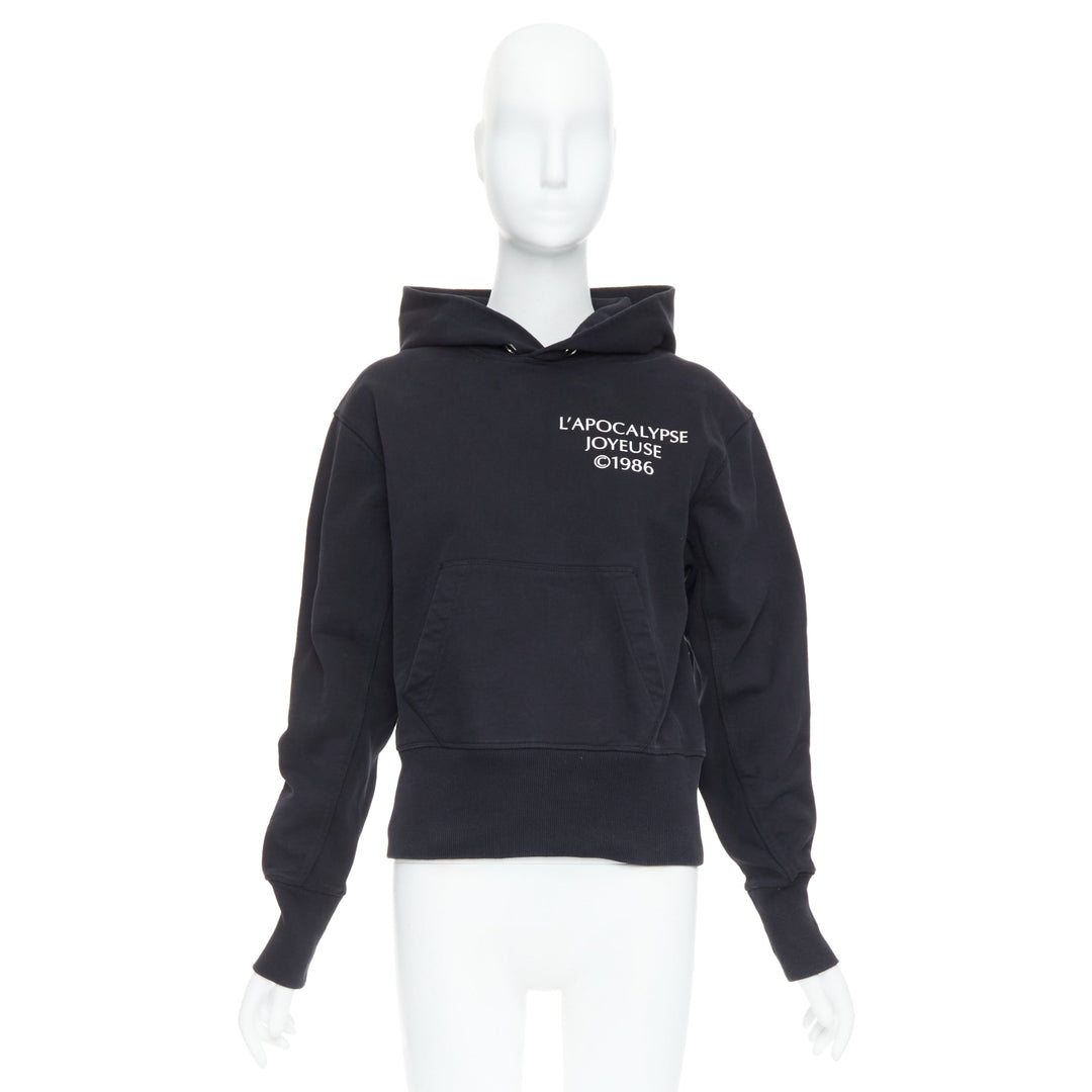 HELMUT LANG L'Apocalypse Joyeuse black cotton unisex cropped hoodie M