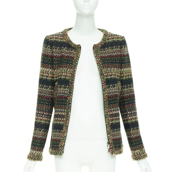 CHANEL 15A Runway Paris-Salzburg  Lesage Tyrolean tweed button jacket FR42 XL