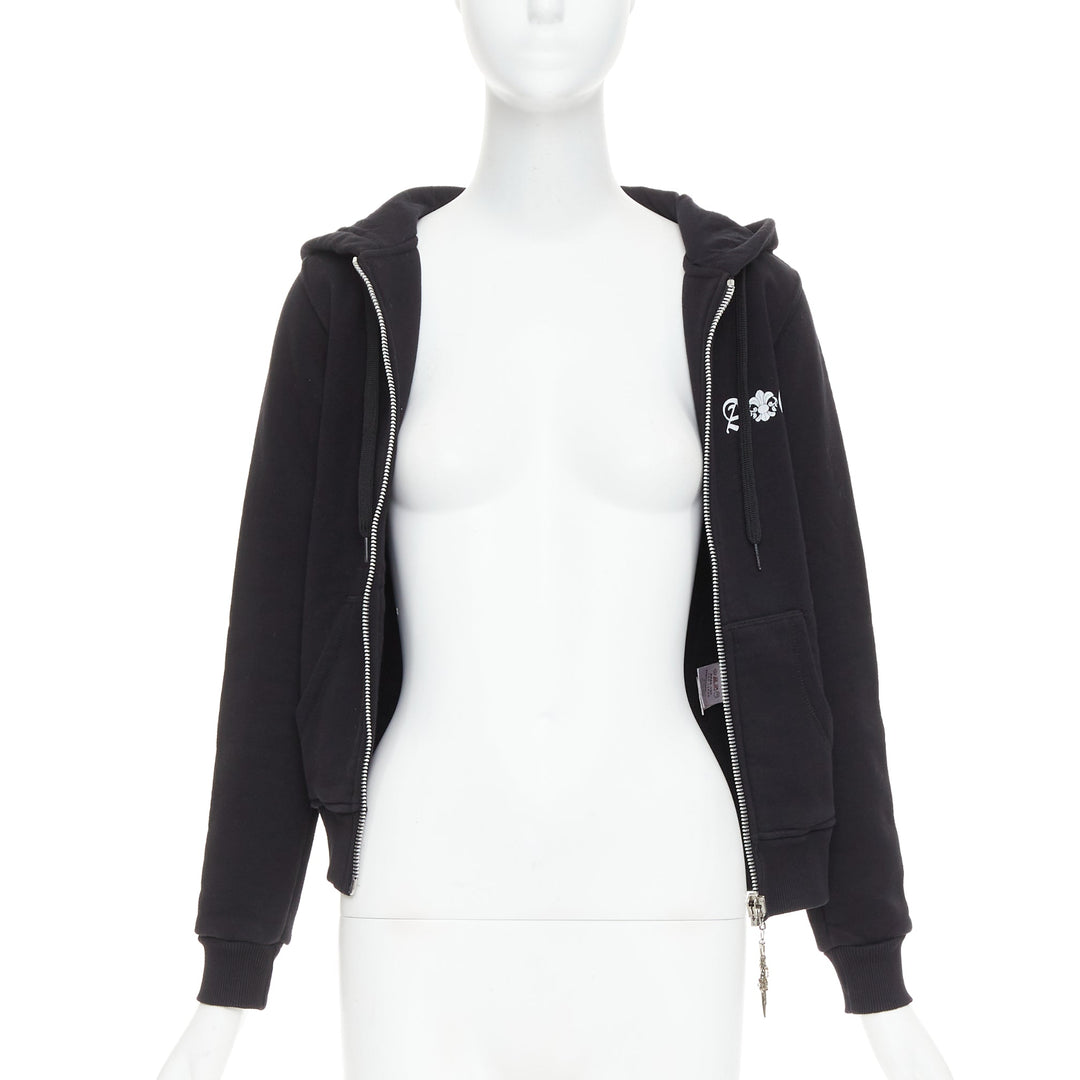 A&G Rock n Roll Couture Amal Guessou black 925 silver dagger crop hoodie S