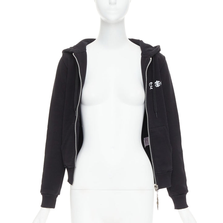 A&G Rock n Roll Couture Amal Guessou black 925 silver dagger crop hoodie S