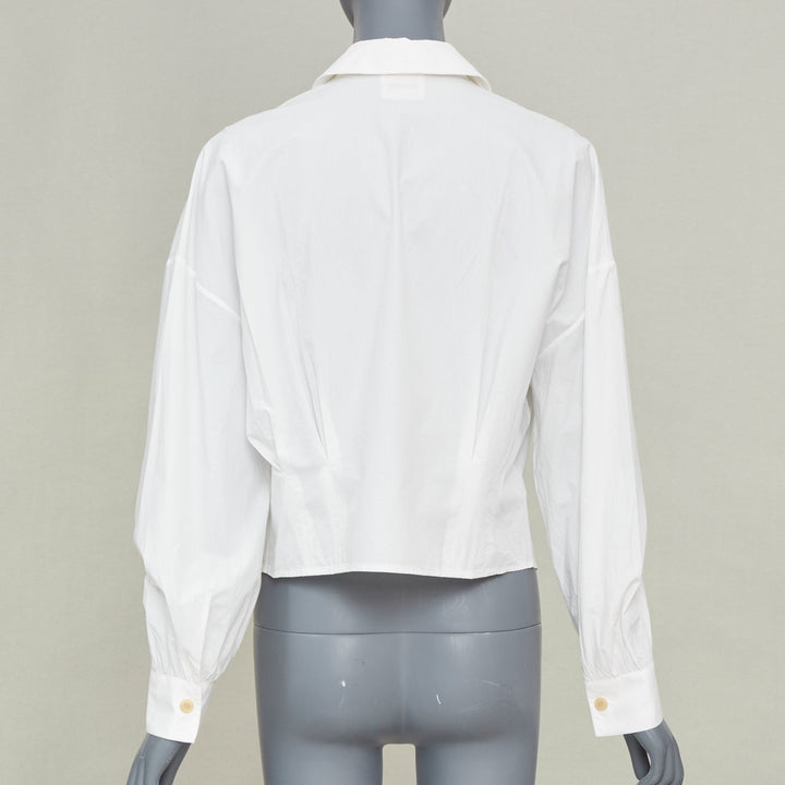KHAITE 2022 Arwin Pleated Cotton Poplin ivory white snatched waist top S