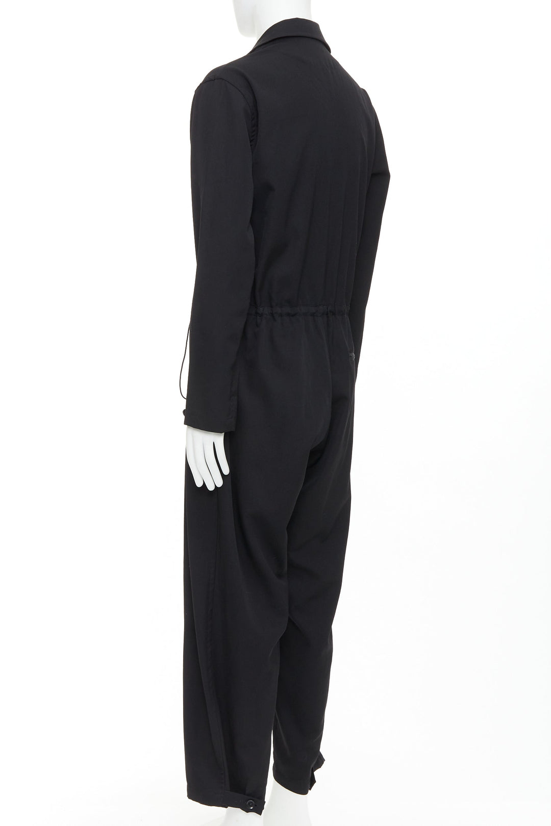 YOHJI YAMAMOTO HOMME black lightweight wool pocket cargo overall jumpsuit JP2 M