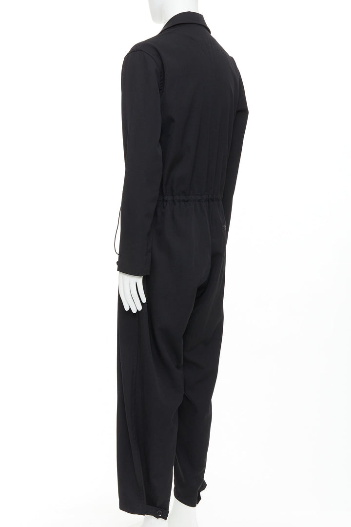 YOHJI YAMAMOTO HOMME black lightweight wool pocket cargo overall jumpsuit JP2 M