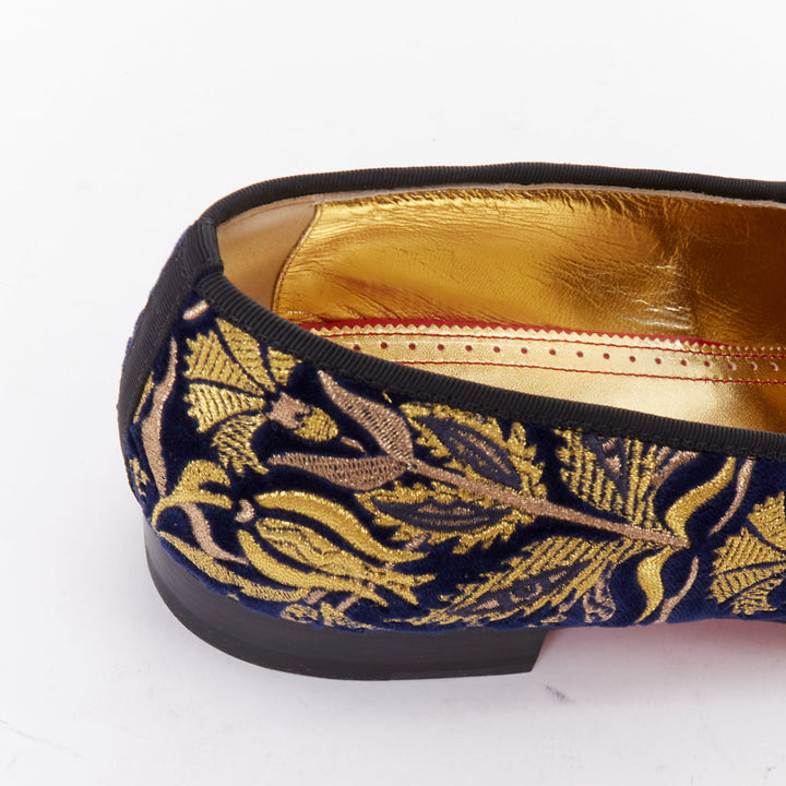 rare CHRISTIAN LOUBOUTIN Marcantonia Flat gold baroque embroidery loafer EU44