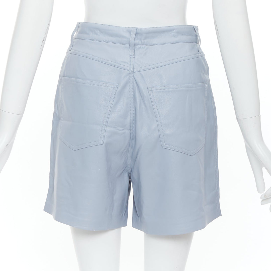 NANUSHKA powder blue vegan leather high waist shorts S