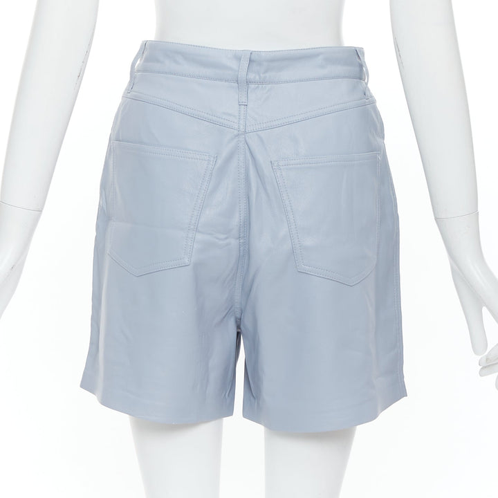 NANUSHKA powder blue vegan leather high waist shorts S