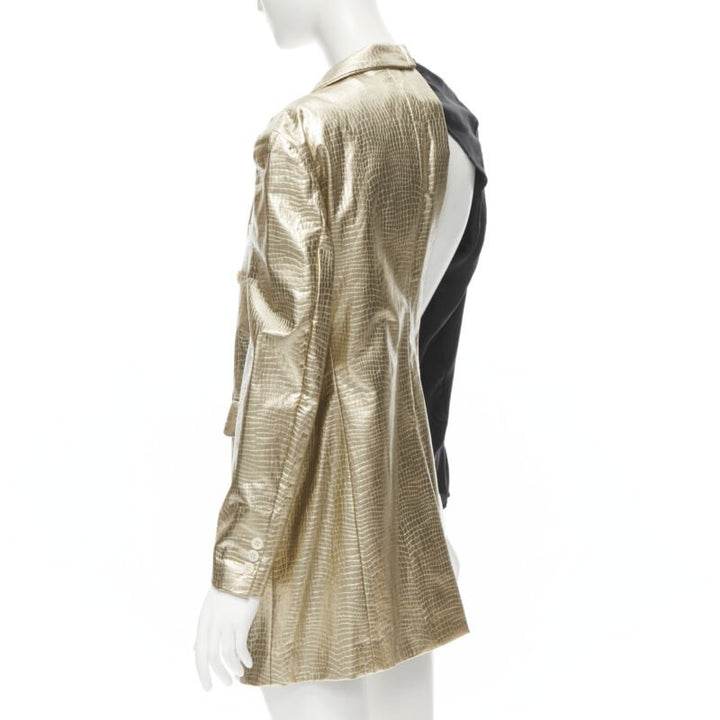 Runway COMME DES GARCONS 2011 gold pleated harness asymmetric open jacket S