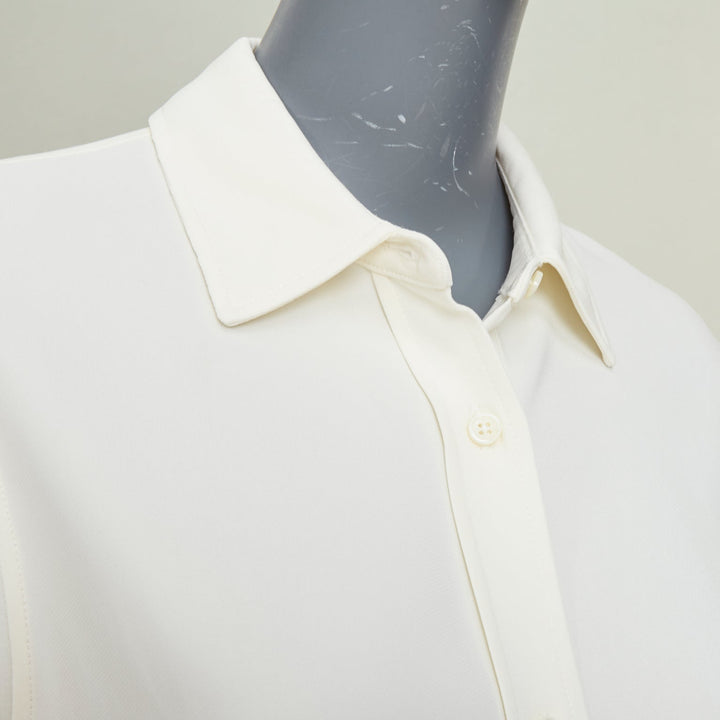 ANINE BING off white relaxed cuffed short sleeve viscose blend shirt XS