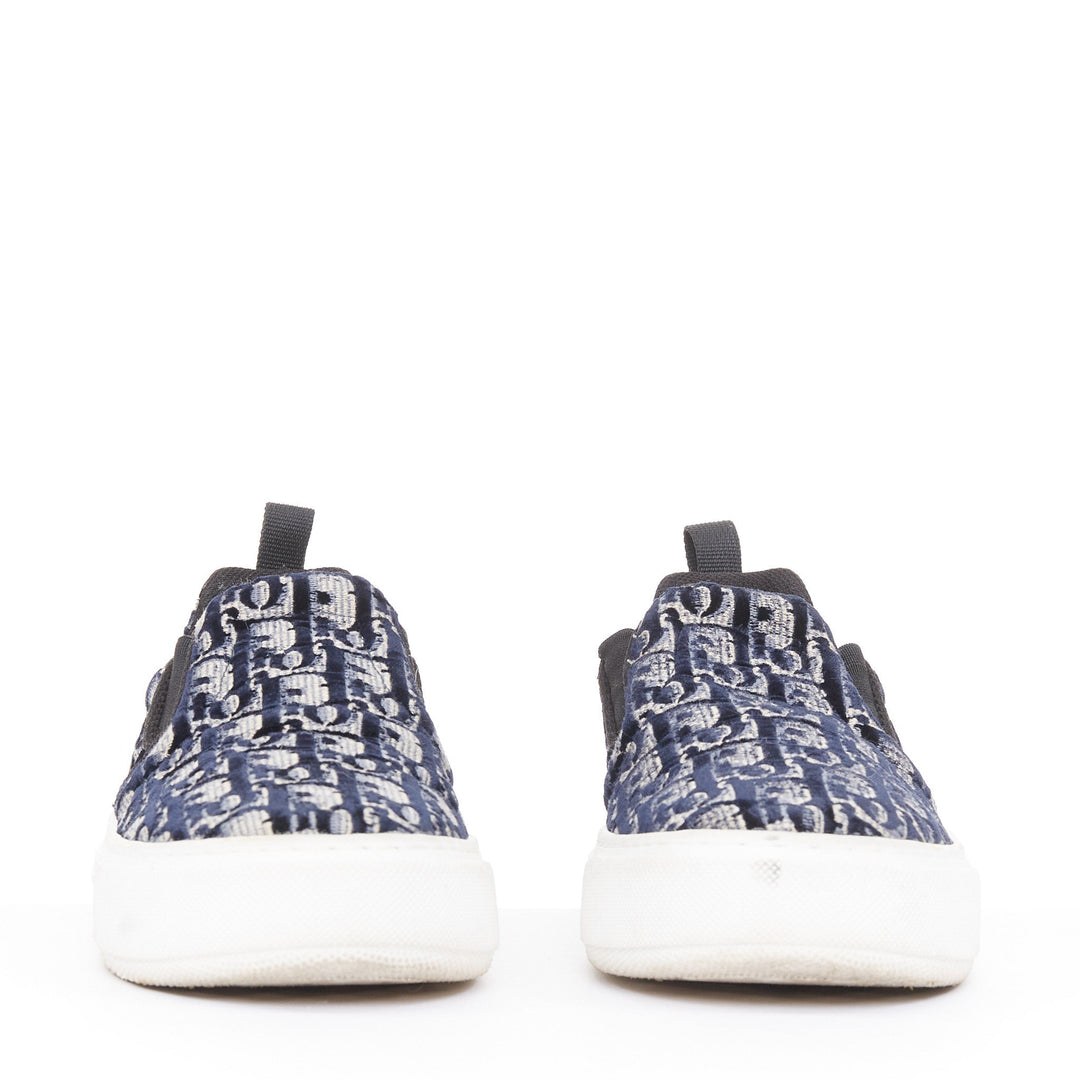 CHRISTIAN DIOR 2021 Solar deep blue velvet embroidered Oblique sneaker EU37.5