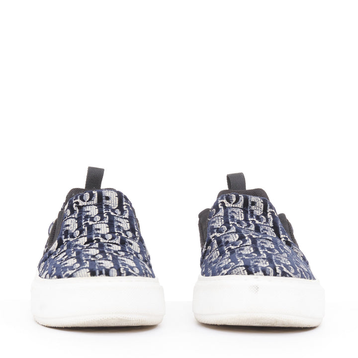 CHRISTIAN DIOR 2021 Solar deep blue velvet embroidered Oblique sneaker EU37.5