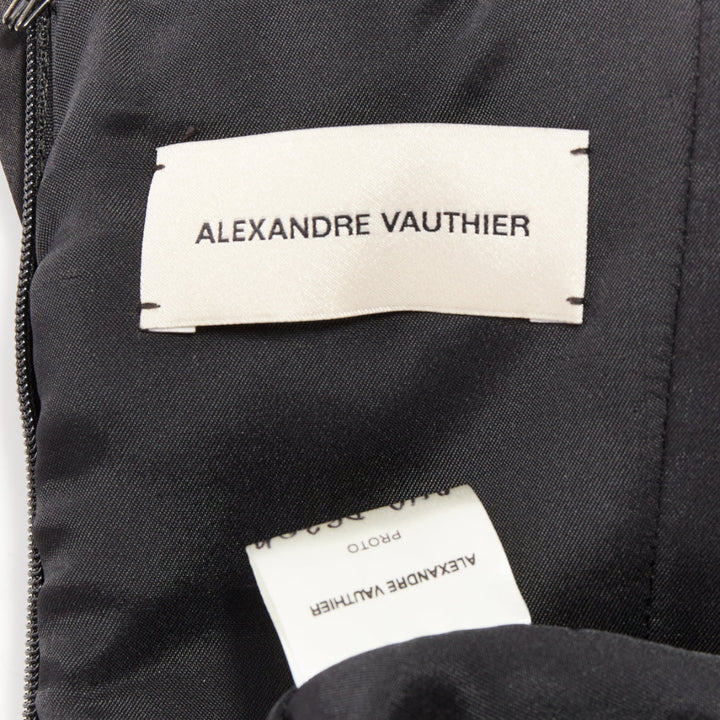 ALEXANDRE VAUTHIER SS2024 Runway black satin ruched sequin cummerband mini dress