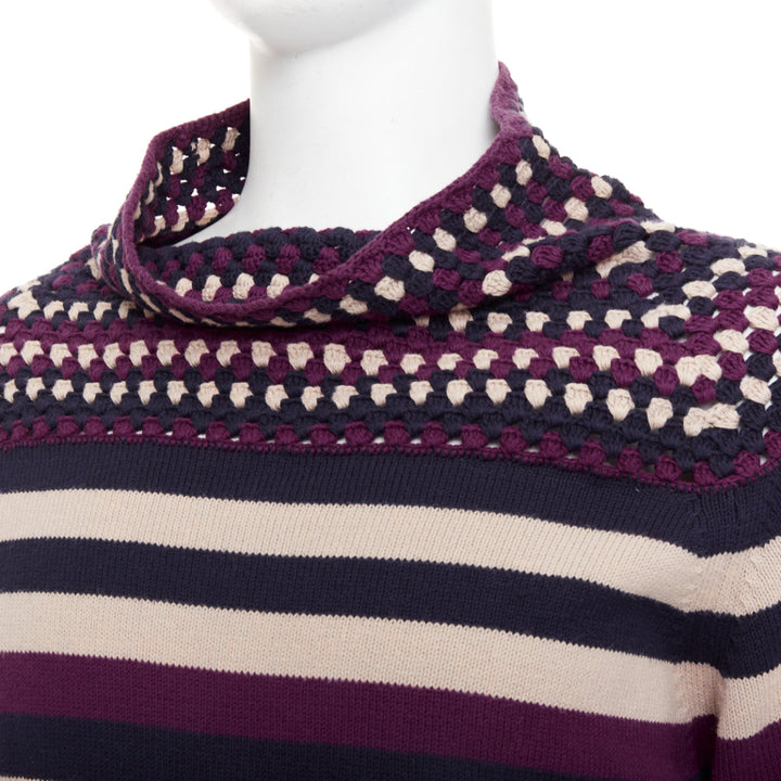 BURBERRY PRORSUM Christopher Bailey Runway purple bateau cowl collar sweater S