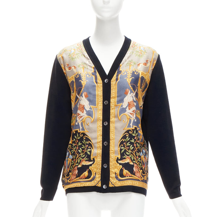 rare GUCCI Tom Ford 1995 gold Roman baroque silk black wool cardigan L