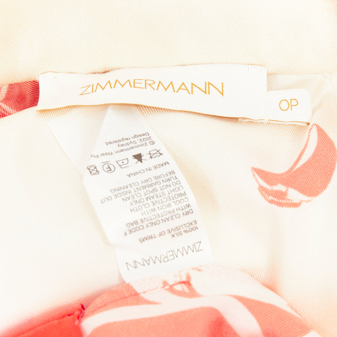 ZIMMERMANN 2023 High Tide printed silk twill cape hooded mini dress Sz.0 XS