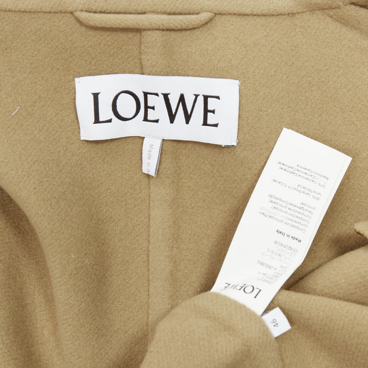 LOEWE camel wool cashmere black double breasted oversized coat IT46 S