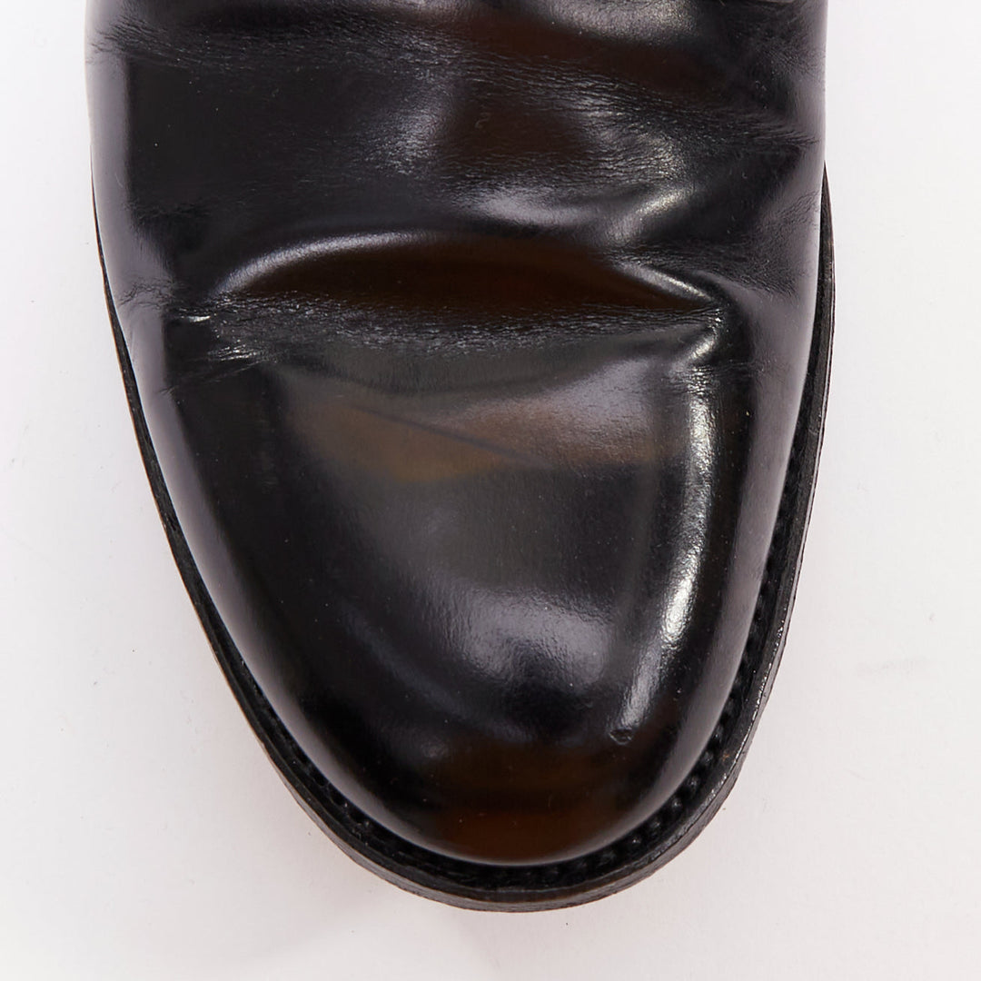 PRADA black round toe lace up classic brogue dress shoes UK7 EU41