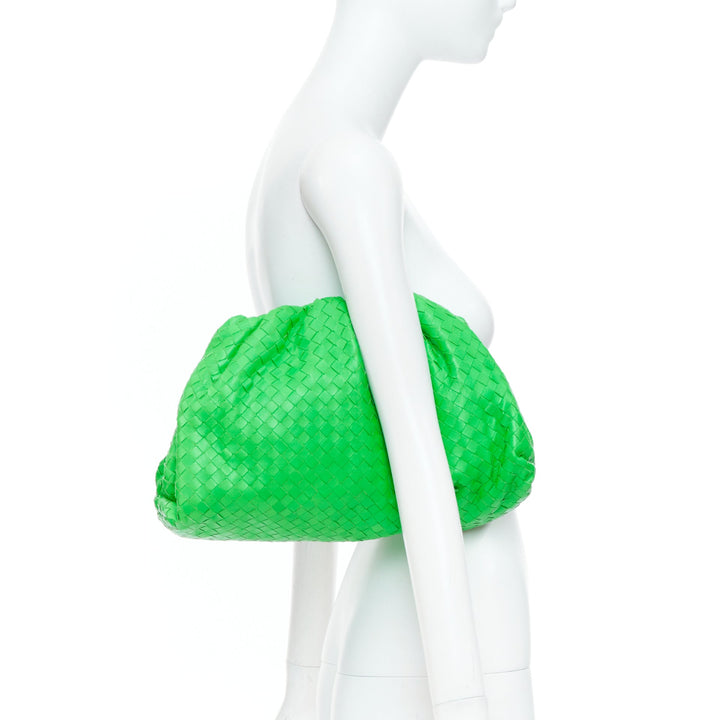 BOTTEGA VENETA Parakeet The Pouch green Intrecciato nappa leather clutch bag