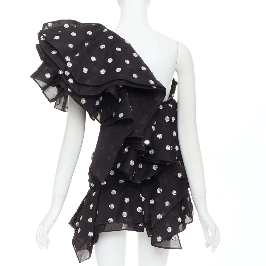 ALEXANDRE VAUTHIER COUTURE SS2019 Runway crystal polka dot ruffle shoulder dress