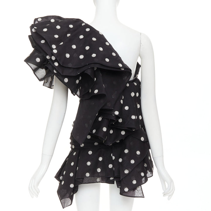 ALEXANDRE VAUTHIER COUTURE SS2019 Runway crystal polka dot ruffle shoulder dress