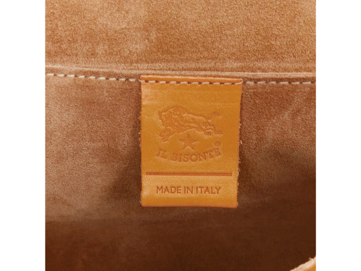 IL BISONTE Salina tan natural leather gold rings crossbody satchel bag