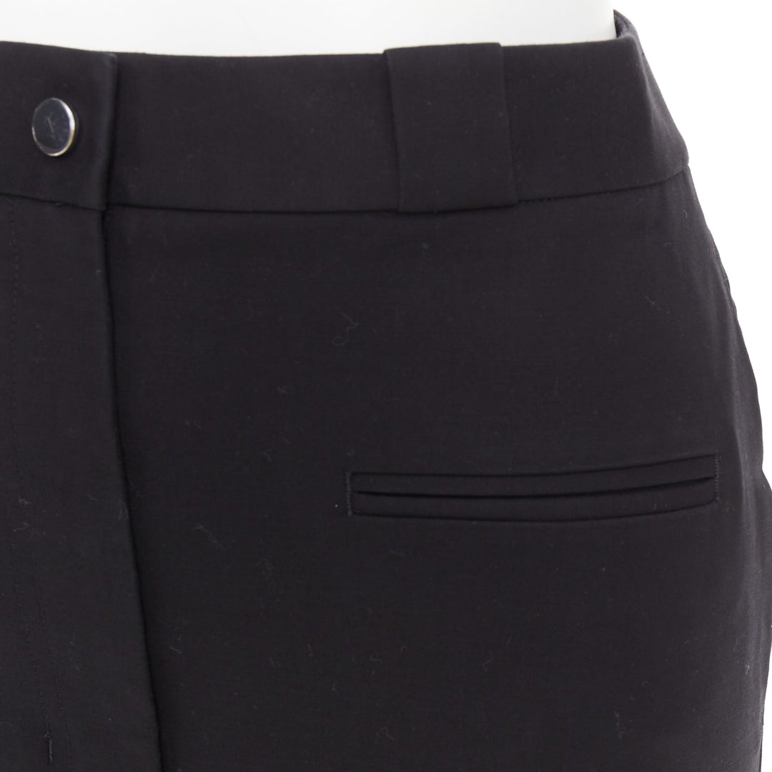 HELMUT LANG black woven cotton tailored front welt pocket utility skirt US0 XS