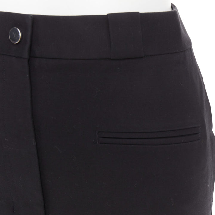 HELMUT LANG black woven cotton tailored front welt pocket utility skirt US0 XS