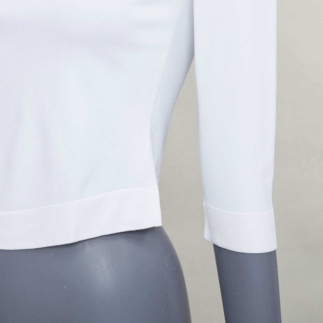 ALAIA cream cropped sleeved bateau neck sweater top