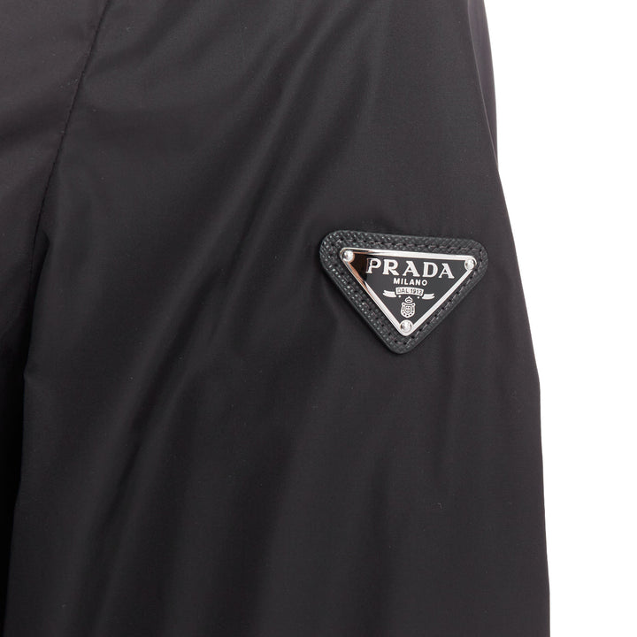 PRADA 2021 Re Nylon black silver triangle logo plague zip up windbreaker IT38 XS