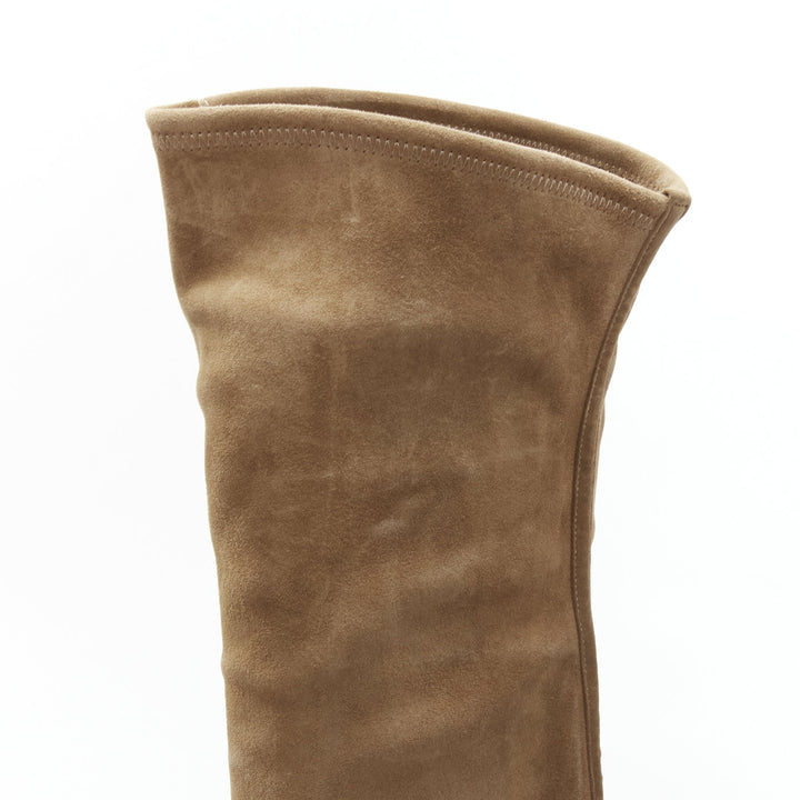 GIANVITO ROSSI Camoscio brown suede flat thigh high boots EU37